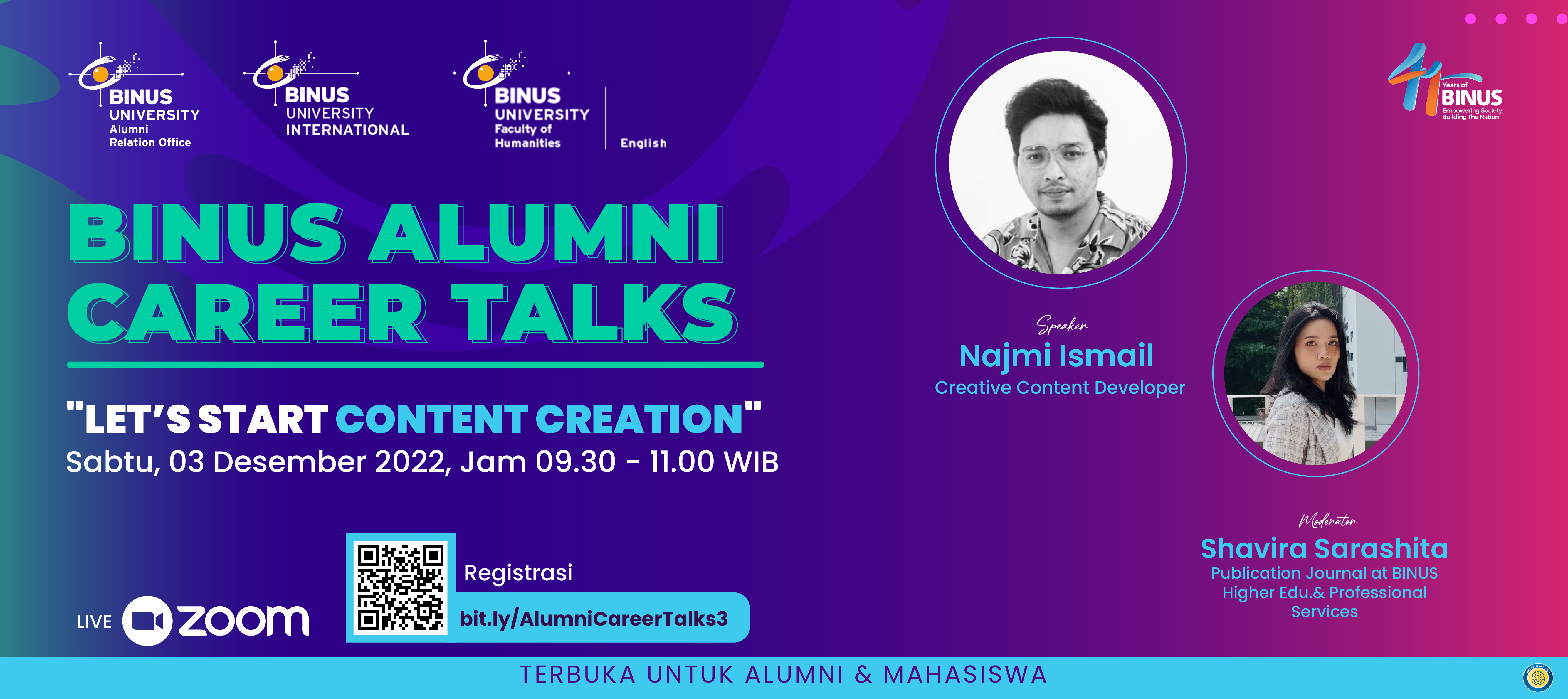 Binus Alumni Career Talks Dengan tema 